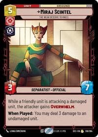 Miraj Scintel - The Weak Deserve to Kneel - Secrets of Power - Star Wars: Unlimited card