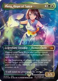 Yuna, Hope of Spira (Borderless) (Chocobo Track Foil) - FINAL FANTASY - Magic: The Gathering card