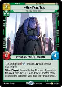 Orn Free Taa - Political Power Broker - Secrets of Power - Star Wars: Unlimited card