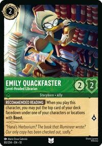 Emily Quackfaster - Level-Headed Librarian - Whispers in the Well - Disney Lorcana card