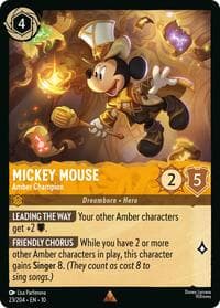 Mickey Mouse - Amber Champion - Whispers in the Well - Disney Lorcana card