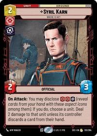 Syril Karn - Where Is He? - Secrets of Power - Star Wars: Unlimited card