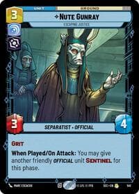Nute Gunray - Escaping Justice (Foil) - Secrets of Power - Star Wars: Unlimited card