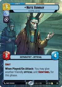 Nute Gunray - Escaping Justice (Hyperspace) - Secrets of Power - Star Wars: Unlimited card