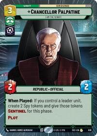 Chancellor Palpatine - I Am the Senate (Hyperspace Foil) - Secrets of Power - Star Wars: Unlimited card