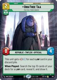 Orn Free Taa - Political Power Broker (Hyperspace Foil) - Secrets of Power - Star Wars: Unlimited card