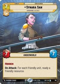Synara San - Harboring a Secret (Hyperspace Foil) - Secrets of Power - Star Wars: Unlimited card