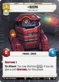 B2EMO - That's Two Lies (Hyperspace Foil) - Secrets of Power - Star Wars: Unlimited card