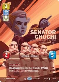 Senator Chuchi - Voice for the Voiceless (Prestige) - Secrets of Power - Star Wars: Unlimited card