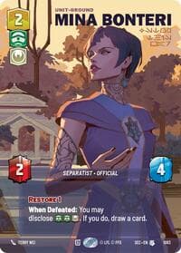 Mina Bonteri - Stop This War (Prestige Foil) - Secrets of Power - Star Wars: Unlimited card