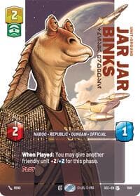 Jar Jar Binks - Mesa Propose (Prestige Foil) - Secrets of Power - Star Wars: Unlimited card