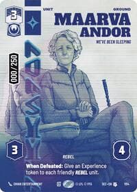 Maarva Andor - We've Been Sleeping (Serialized) - Secrets of Power - Star Wars: Unlimited card