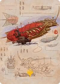 Phoenix Fleet Airship Art Card (Gold-Stamped Planeswalker Symbol) - Art Series: Avatar: The Last Airbender - Magic: The Gathering card