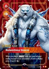 Volibear, Relentless Storm (Metal) (Best Of) - Riftbound Organized Play Promotional Cards - Riftbound: League of Legends Trading Card Game card