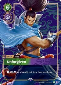 Yasuo, Unforgiven (Metal) (Best Of) - Riftbound Organized Play Promotional Cards - Riftbound: League of Legends Trading Card Game card