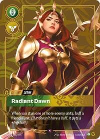 Leona, Radiant Dawn (Metal) (Best Of) - Riftbound Organized Play Promotional Cards - Riftbound: League of Legends Trading Card Game card