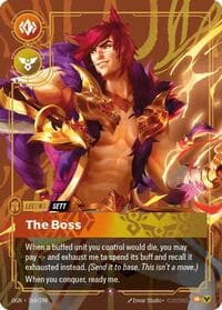 Sett, The Boss (Metal) (Best Of) - Riftbound Organized Play Promotional Cards - Riftbound: League of Legends Trading Card Game card