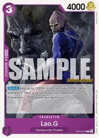 Lao.G - The Azure Sea's Seven Release Event Cards - One Piece Card Game card