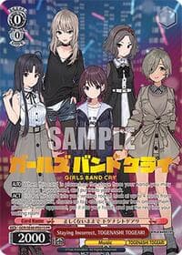 Staying Incorrect, TOGENASHI TOGEARI (Foil) - Girls Band Cry Premium Booster - Weiss Schwarz card