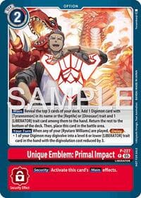 Unique Emblem: Primal Impact (Dawn of Liberator Box Topper) - Digimon Promotion Cards - Digimon Card Game card