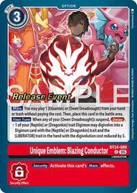 Unique Emblem: Blazing Conductor - Time Stranger Release Event Cards - Digimon Card Game card