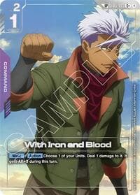 With Iron and Blood (SP) (C+) - Steel Requiem - Gundam Card Game card