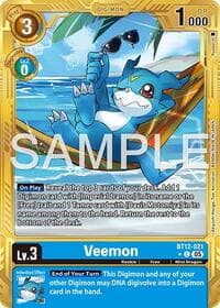 Veemon - BT12-021 (Gold Border) - Advanced Booster Digimon Generation - Digimon Card Game card