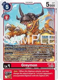 Greymon - AD1-001 (World Championship 26–27 Regionals Season 1) - Advanced Booster Digimon Generation - Digimon Card Game card