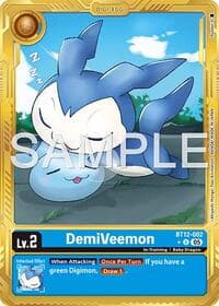 DemiVeemon - BT12-002 (Gold Border) - Advanced Booster Digimon Generation - Digimon Card Game card