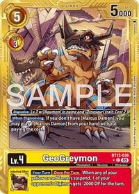 GeoGreymon - BT12-038 (Gold Border) - Advanced Booster Digimon Generation - Digimon Card Game card