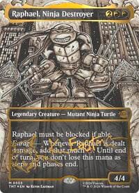 Raphael, Ninja Destroyer (Borderless) (Gold-Stamped Signature) - Teenage Mutant Ninja Turtles - Magic: The Gathering card