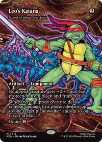 Leo's Katana - Sword of Sinew and Steel (Borderless) - Teenage Mutant Ninja Turtles Source Material - Magic: The Gathering card