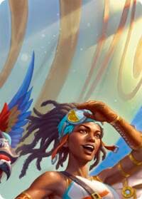 Puffin, Full Steam Ahead // Marlynn, Treasure Hunter Double Sided Art Card (Top Center) - GEM Pack 2 - Flesh and Blood TCG card
