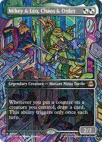 Mikey & Leo, Chaos & Order (Borderless) - Teenage Mutant Ninja Turtles - Magic: The Gathering card