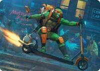 Michelangelo, On the Scene Art Card - Art Series: Teenage Mutant Ninja Turtles - Magic: The Gathering card