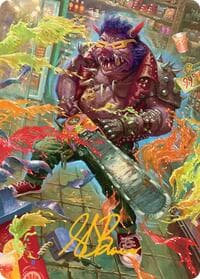 Bebop, Porcine Punk Art Card (Gold-Stamped Signature) - Art Series: Teenage Mutant Ninja Turtles - Magic: The Gathering card