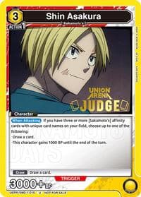 Shin Asakura (015) (Judge) - Union Arena Promotion Cards - Union Arena card