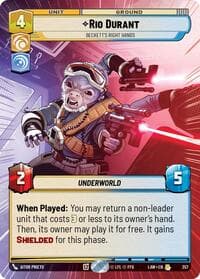Rio Durant - Beckett's Right Hands (Hyperspace) - A Lawless Time - Star Wars: Unlimited card