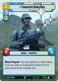 Taramyn Barcona - Eyes Front! (Hyperspace Foil) - A Lawless Time - Star Wars: Unlimited card