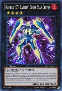 Number 105: Battlin' Boxer Star Cestus - Lord of the Tachyon Galaxy - YuGiOh card