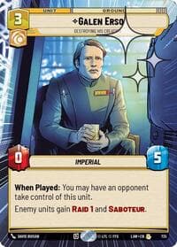 Galen Erso - Destroying His Creation (Hyperspace Foil) - A Lawless Time - Star Wars: Unlimited card