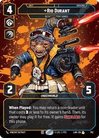 Rio Durant - Beckett's Right Hands (Prestige) - A Lawless Time - Star Wars: Unlimited card