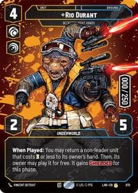 Rio Durant - Beckett's Right Hands (Serialized) - A Lawless Time - Star Wars: Unlimited card