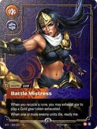 Sivir, Battle Mistress (Metal) (Best Of) - Riftbound Organized Play Promotional Cards - Riftbound: League of Legends Trading Card Game card