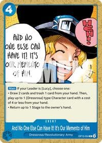 And No One Else Can Have It! It's Our Memento of Him - Adventure on Kami's Island - One Piece Card Game card