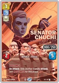 Senator Chuchi - Voice for the Voiceless (Serialized) (Rose Gold) - Secrets of Power - Star Wars: Unlimited card