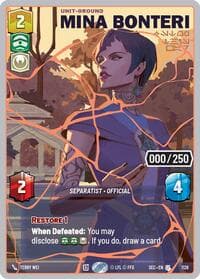 Mina Bonteri - Stop This War (Serialized) (Rose Gold) - Secrets of Power - Star Wars: Unlimited card