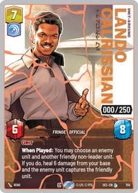 Lando Calrissian - Trust Me (Serialized) (Rose Gold) - Secrets of Power - Star Wars: Unlimited card