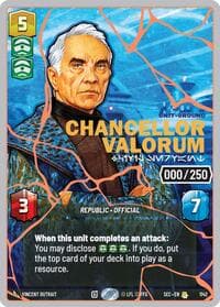 Chancellor Valorum - Civil Servant (Serialized) (Rose Gold) - Secrets of Power - Star Wars: Unlimited card