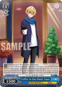 Coffee in One Hand, Aqua (SR) - [OSHI NO KO] Vol.2 - Weiss Schwarz card